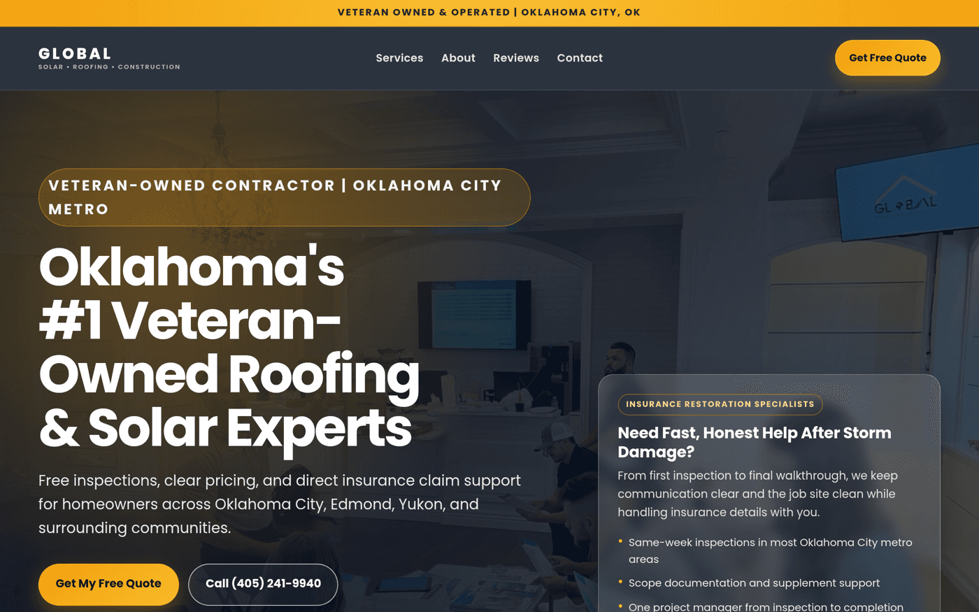 Global Roof website screenshot